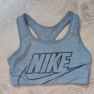 Nike Swoosh Futura Medium-support Sports Bra Grey Heather Women's Medium